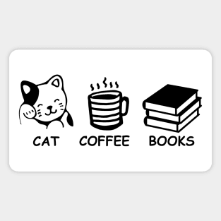 Lucky cat coffee and books life Magnet